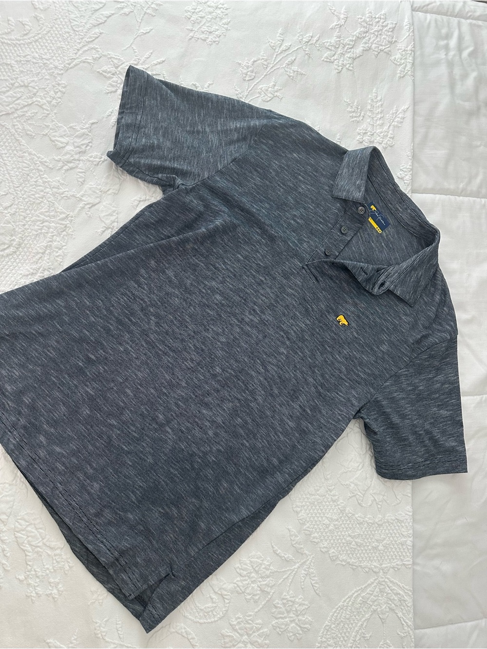 Jack Nicklaus Golden Bear Men's Dark Heather Grey Golf Polo Shirt Yellow Logo